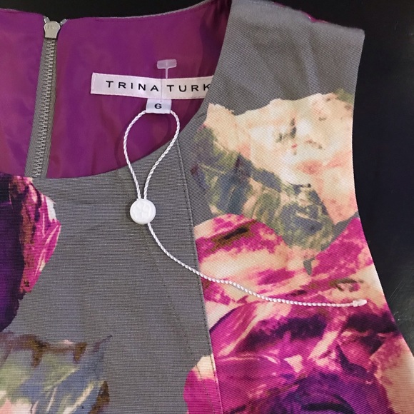 TRINA TURK Gray Floral Sleeveless Top ▪️ sz 6 - Picture 3 of 8